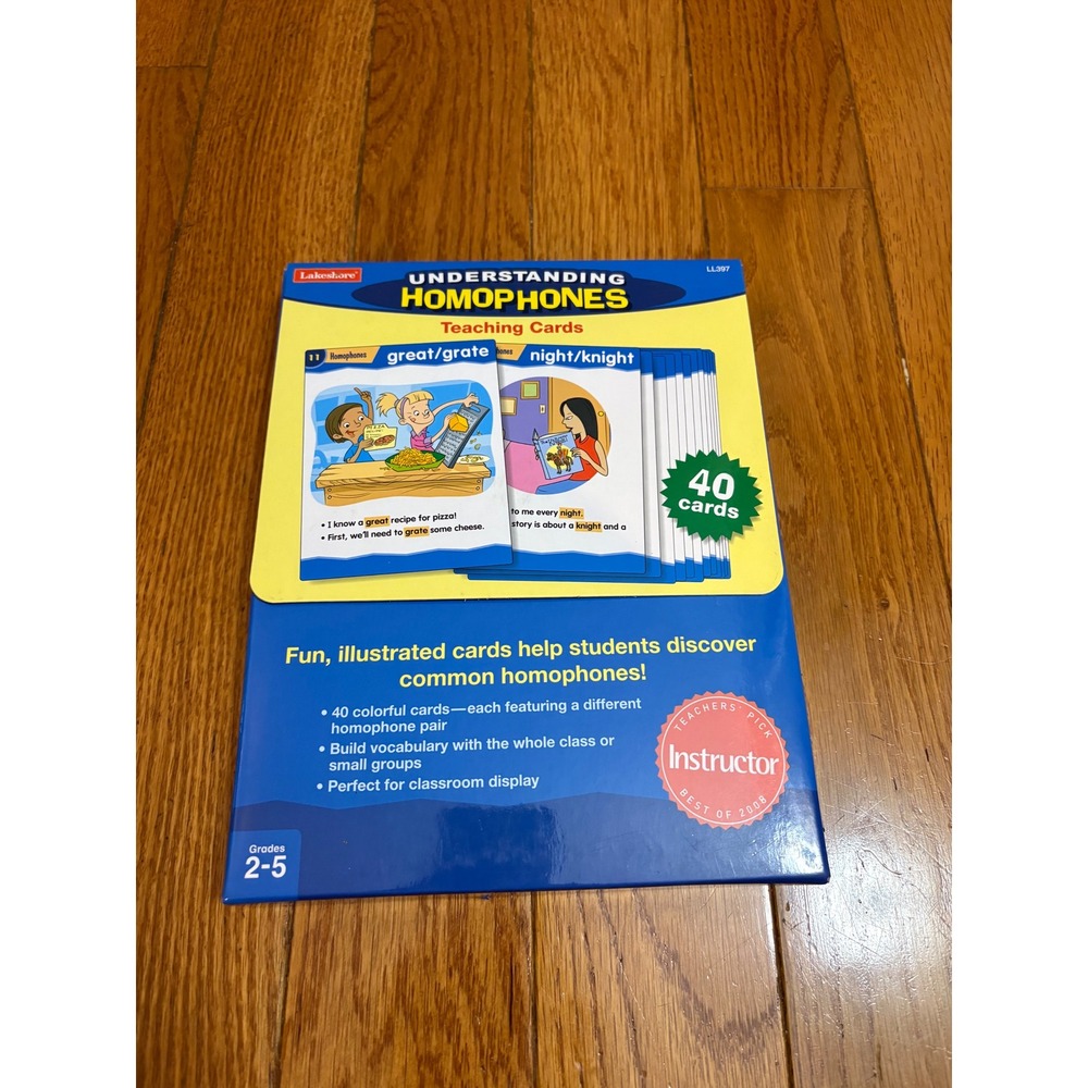 Lakeshore Learning Understanding Homophones Teaching Cards 40ct Grades 2-5 LL397